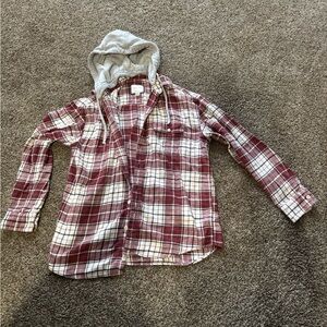 American Eagle Outfitters mens Plaid Shirt - Burgundy and White